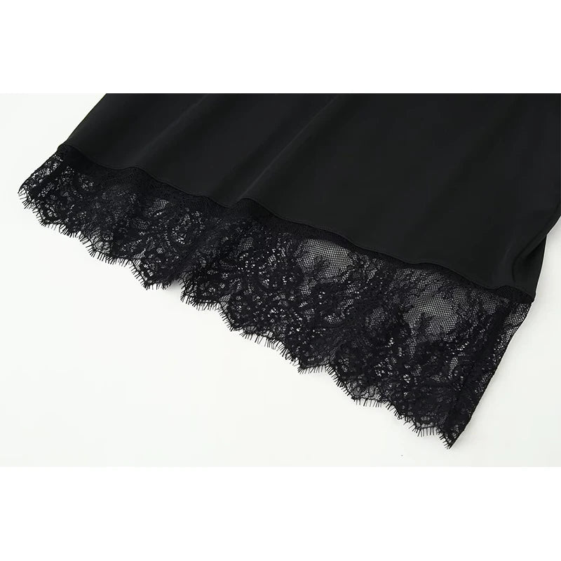 Sexy Summer Mini  Dress Lace Black Patchwork