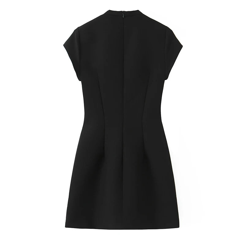 Bow Tie Short Sleeve Polka Dot Dress