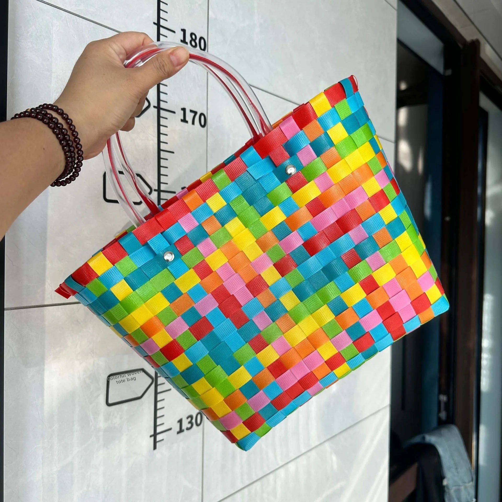 Plastic Handwoven Beach Handbag
