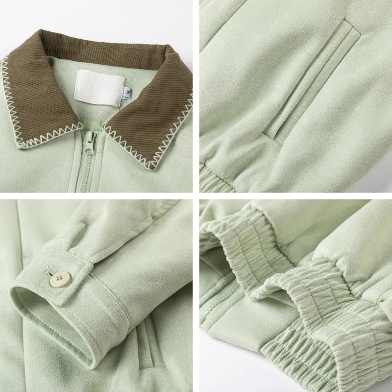 Mint Green Aviator Women's Minimal Varsity Jacket