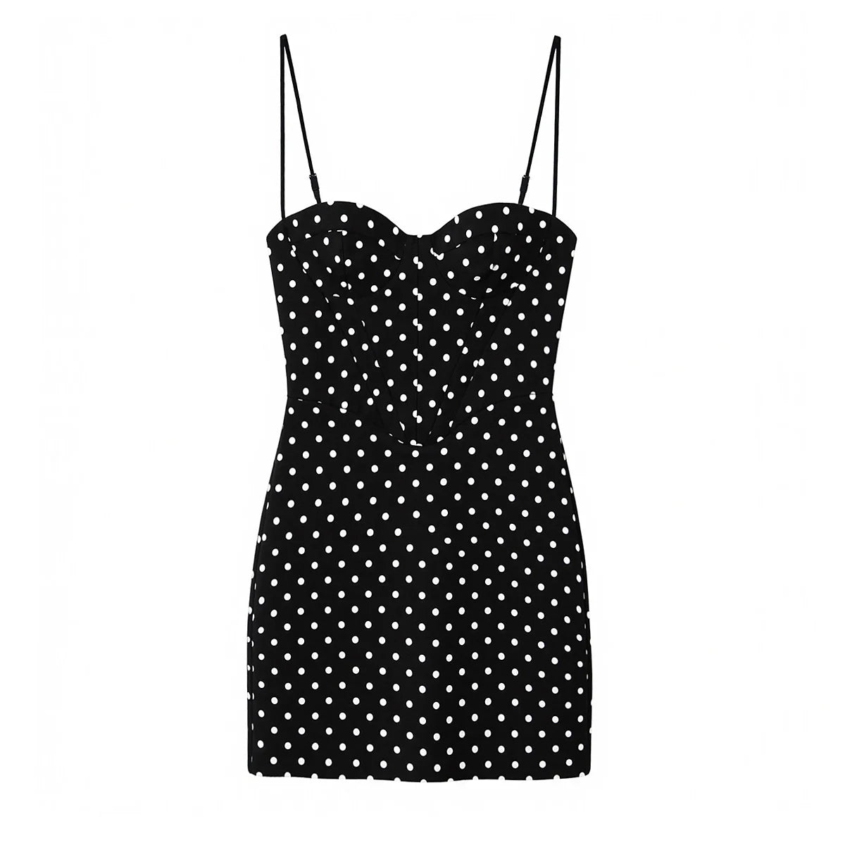 Polka Dot Sweetheart Neck Bodycon Mini Dress