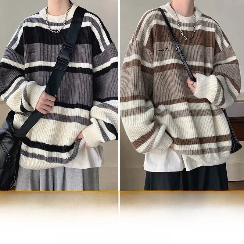 Y2K Vintage gestreifter Strickpullover