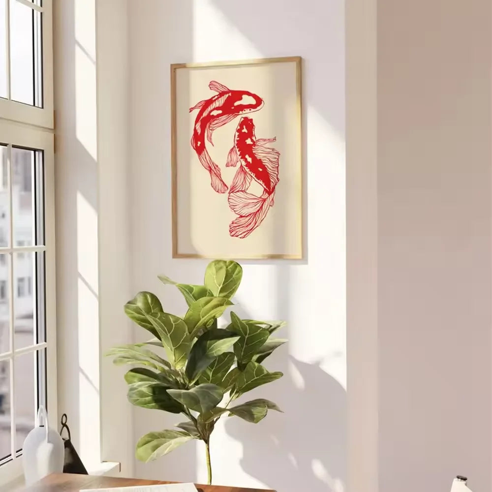 Vintage Red Koi Poster