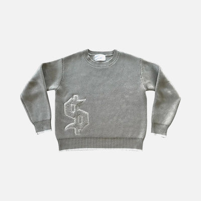 Y2K Gray Knitted Boxy Sweater