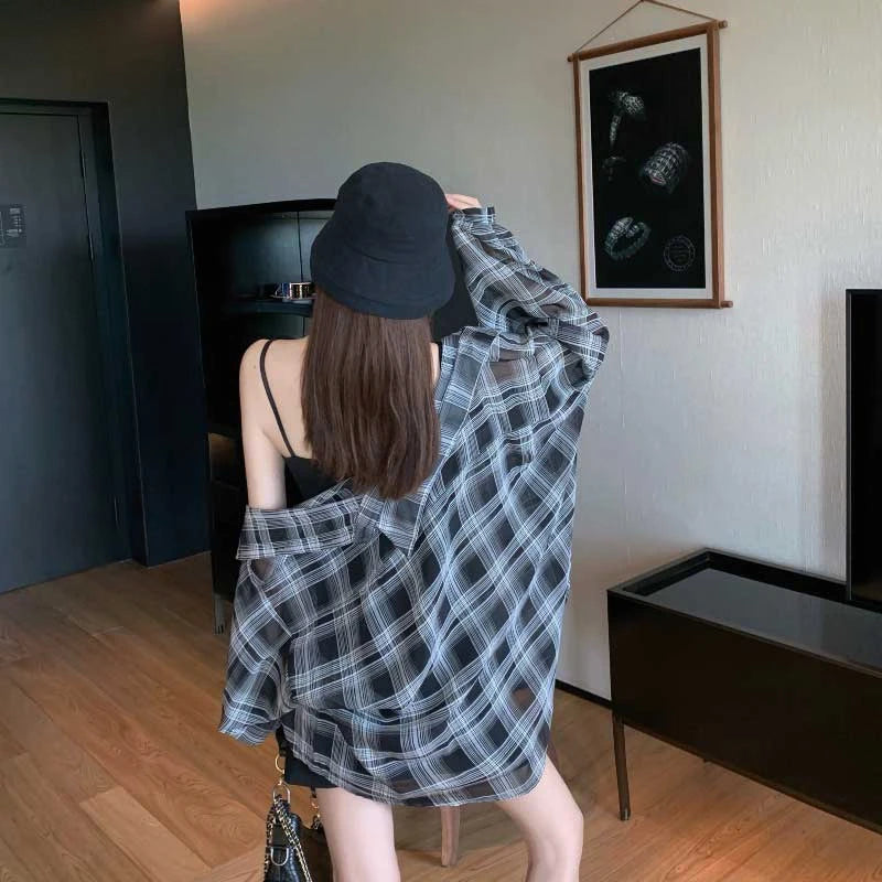 Summer Plaid Women's Oversized Shirt