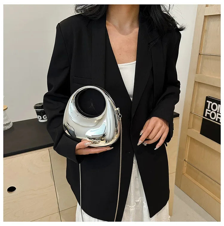 Shiny Modern Crescent Handbag