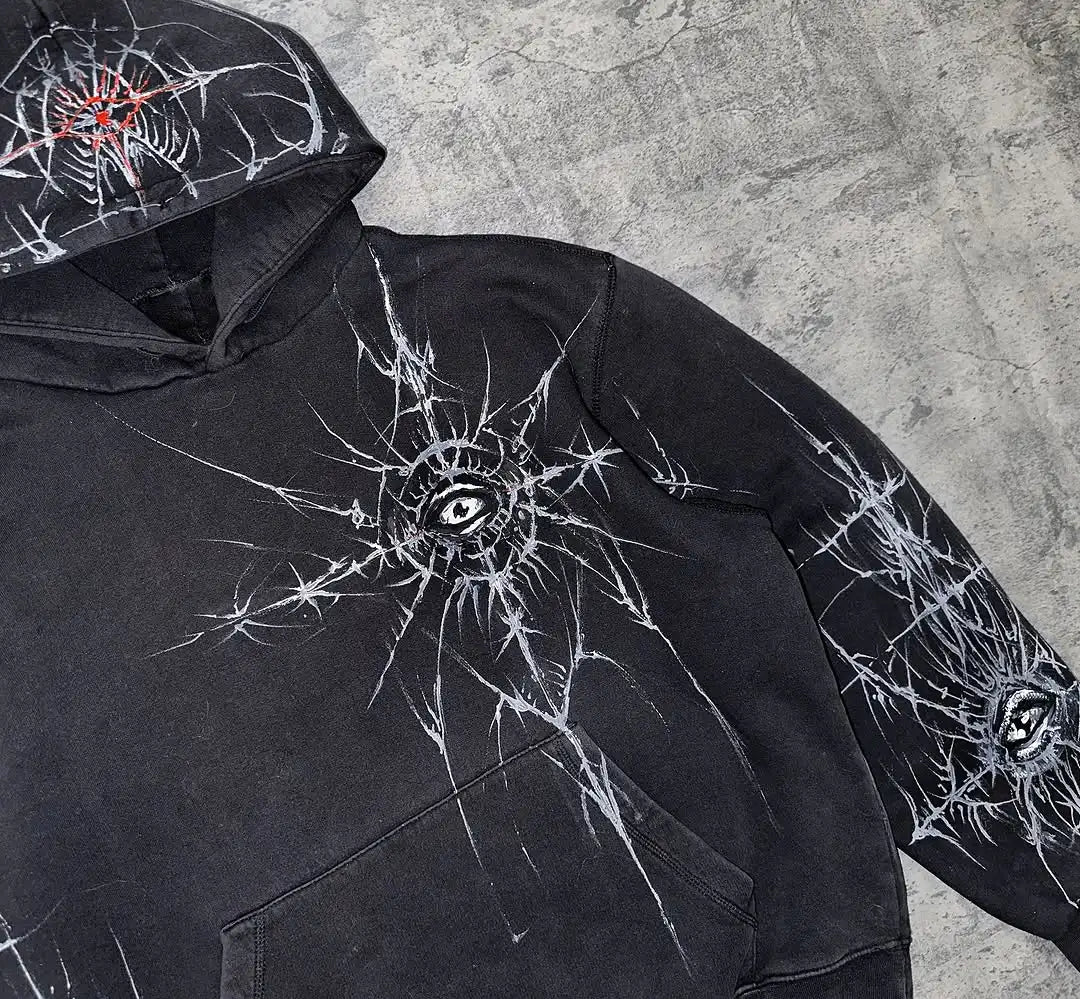 Sudadera con capucha grande lavada negra estilo gótico revival