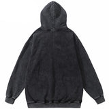 Washed Black Oversized Anime Hoodie