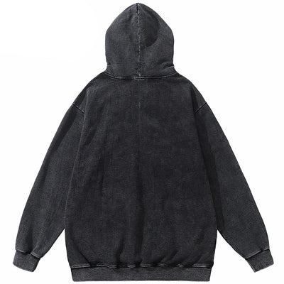 Washed Black Oversized Anime Hoodie