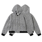 Eleganter grauer Kapuzenpullover mit Reißverschluss