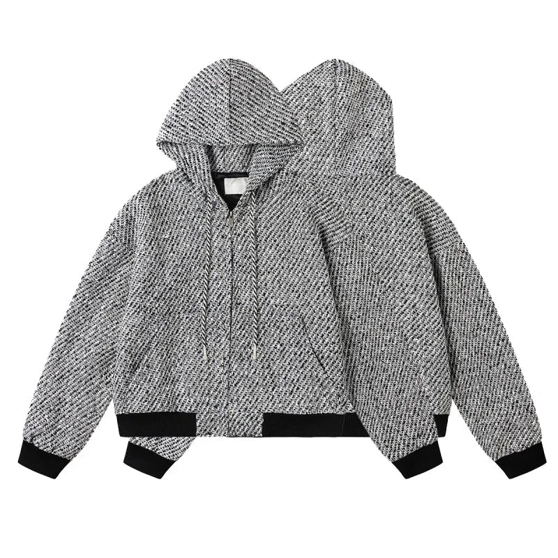 Eleganter grauer Kapuzenpullover mit Reißverschluss