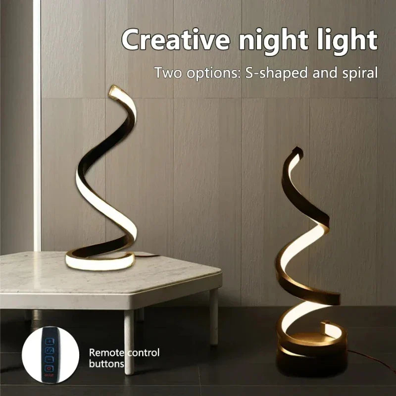 Lámpara de mesa LED espiral moderna