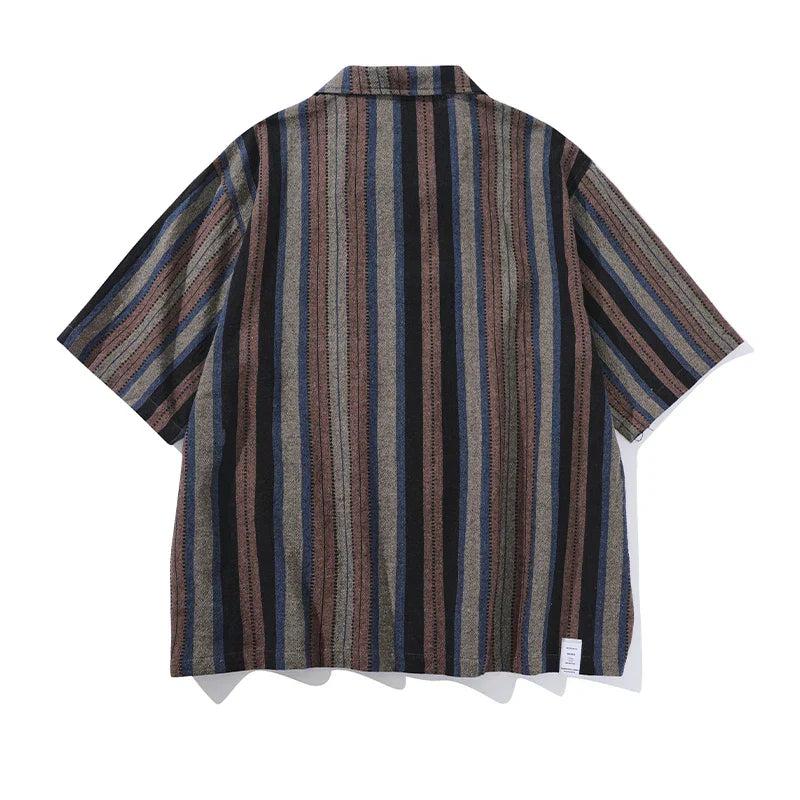Loose Striped Short Sleeve Shirt