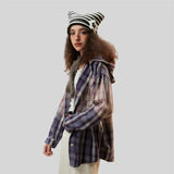 Women's Plaid Hooded Shirt