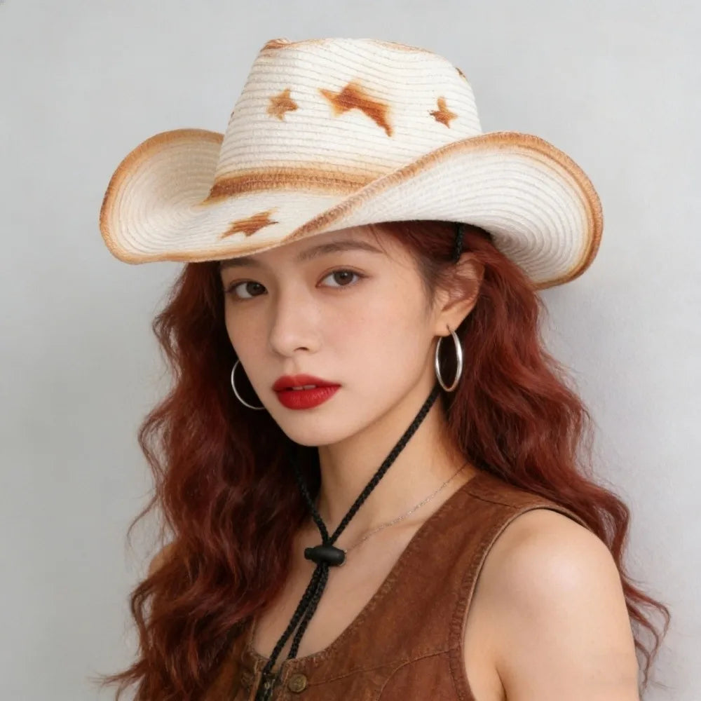 Star Cowgirl Adjustable Woven Straw Hat
