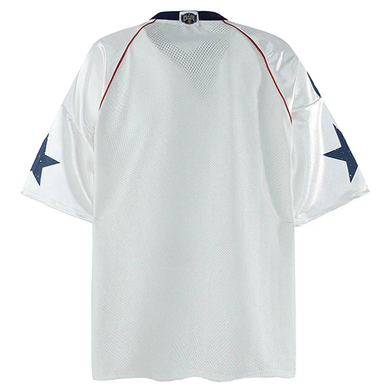 Breathable Spliced Letter Patchwork T-Shirt