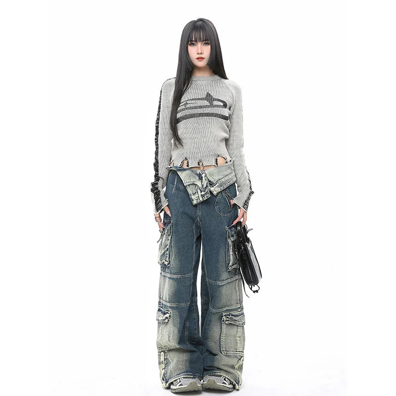 High Waist Cargo Jeans