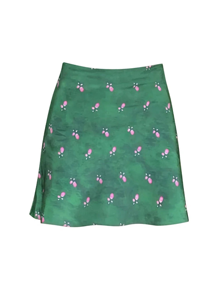 Floral Pattern Mori Girl Mini Skirts