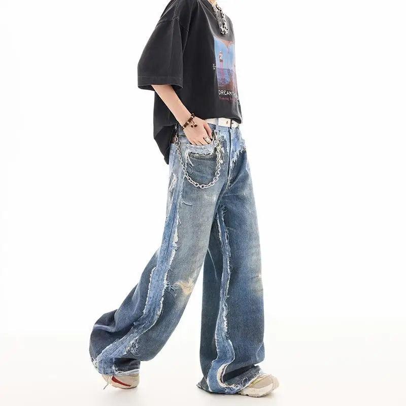 Y2K Layered Pattern Baggy Jans
