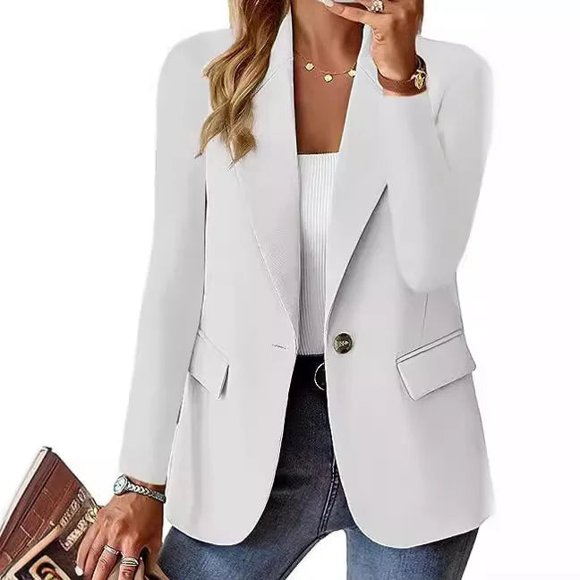 Women's Solid Button Suit Coat