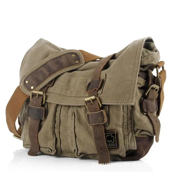 Vintage Canvas Leather Messenger Bag