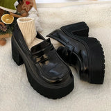 Retro High Heels Solid Color Black Shoes