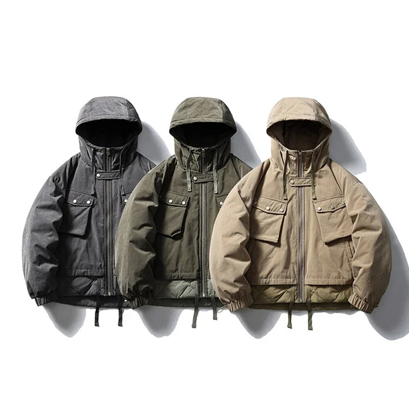 Winter Hooded Down Cargo Jacket