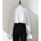Elegant White Ruffles Flare Sleeve Blouse