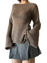 Y2K Transparenter gestrickter U-Boot-Pullover