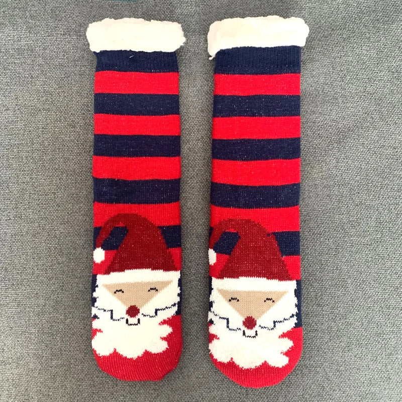 Calcetines cálidos de invierno para mujer, de felpa de pingüino, suaves, antideslizantes, para el suelo, zapatillas, calcetín corto, esponjoso, de ciervo, alce, oso, regalo de Navidad