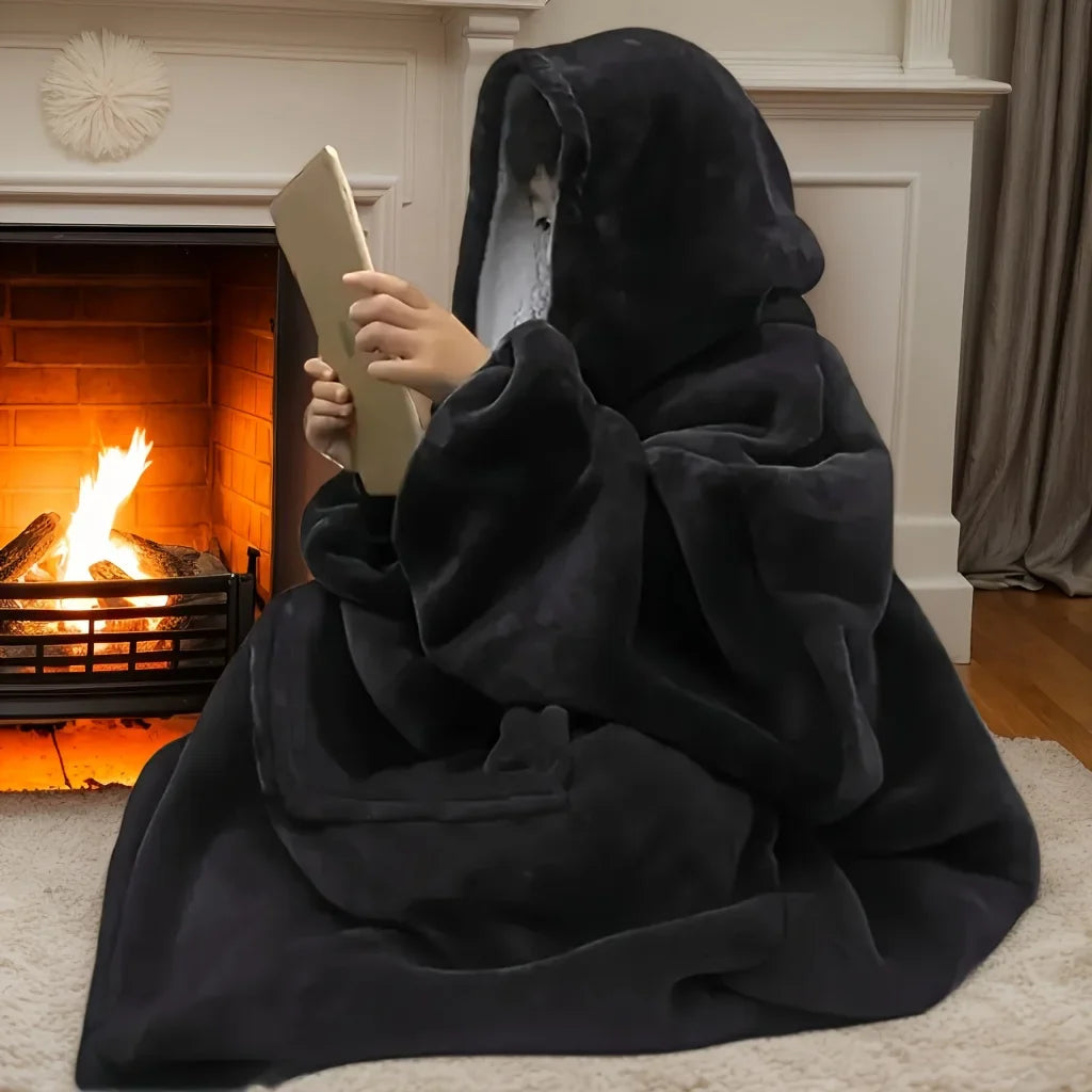 Cozy Oversized Reversible Fleece Hooded Blanket