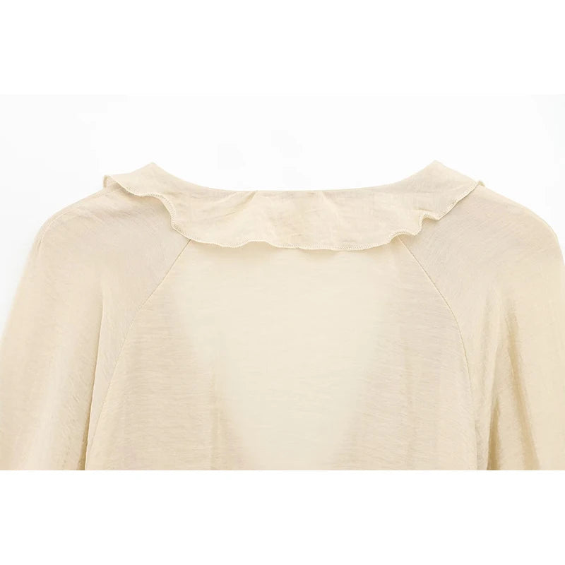 Sexy Semi-Sheer Ruffle Summer Blouse