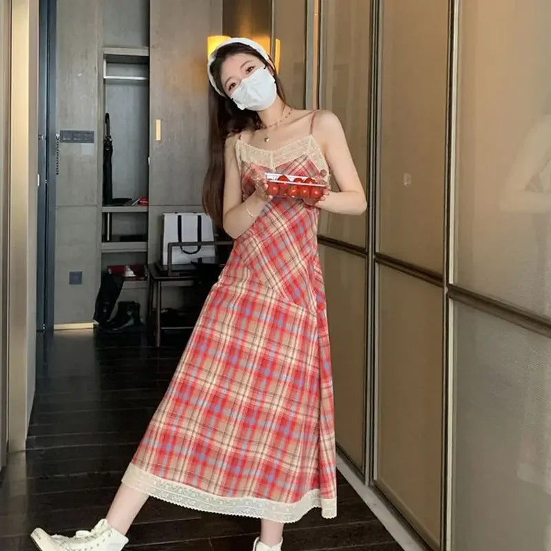 Plaid Soft Girl Maxi Dress