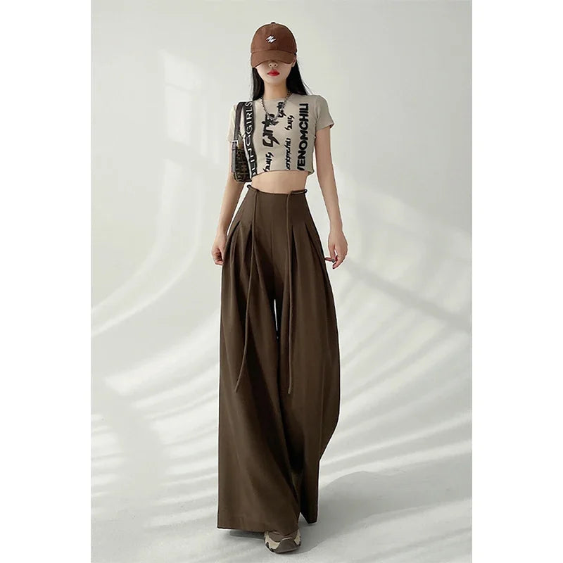 Schwarze High-Waist-Hose mit weitem Bein