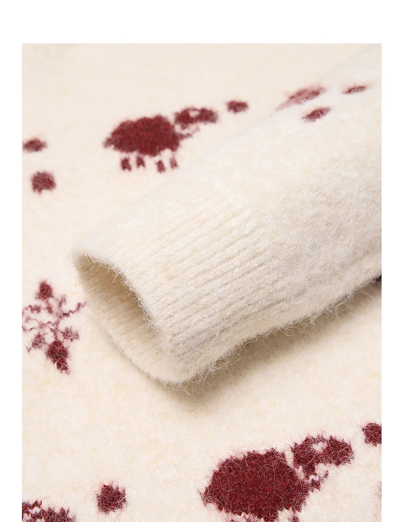 Sheep Jacquard Crew Neck Sweater
