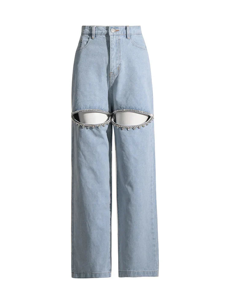 Baddie Embellished Ripped  Denim Jeans