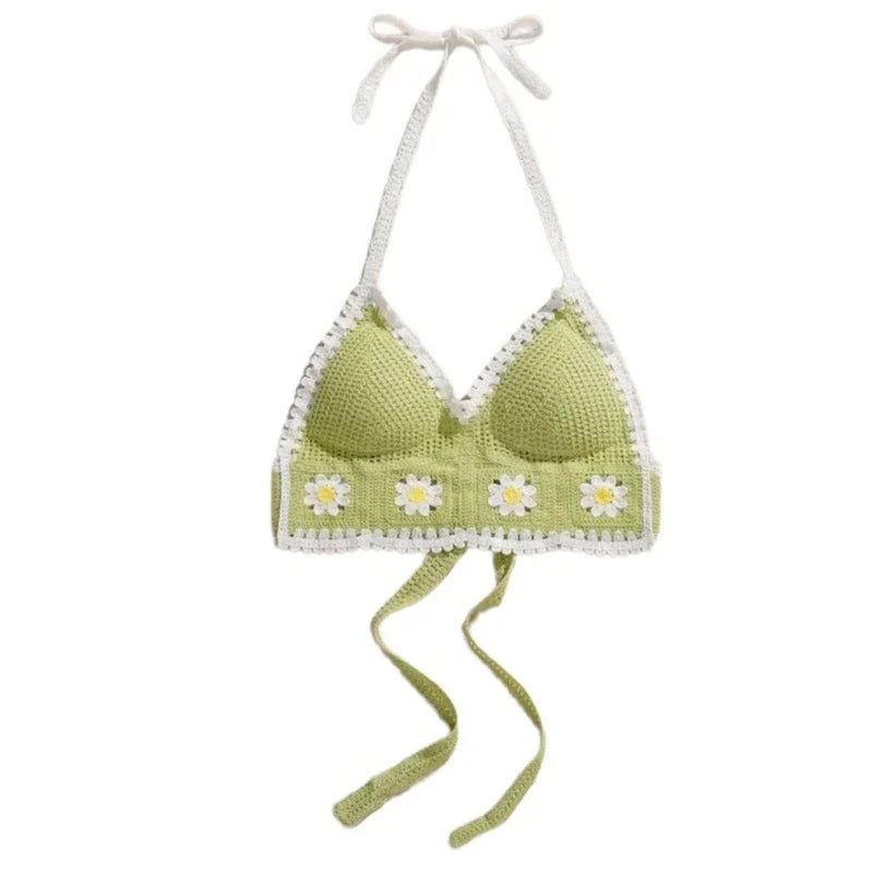 Handmade Knitted Boho Beach Camisoles Crochet Bikini