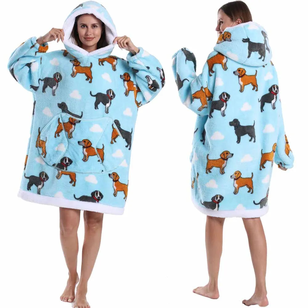 Strawberry Printed Oversized Blanket Hoodie