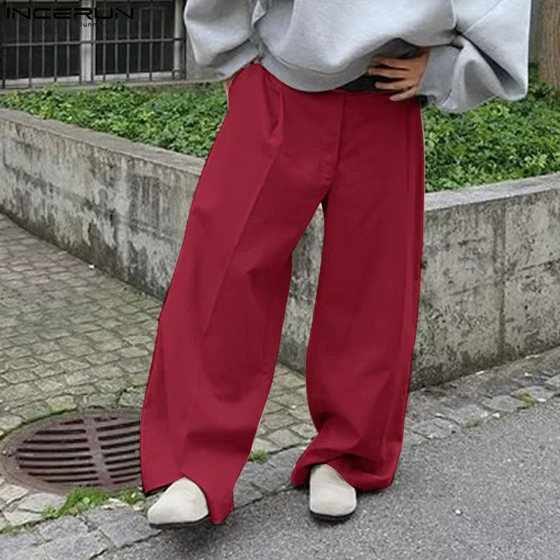 Basic Solid Color Korean Wide Leg Pants
