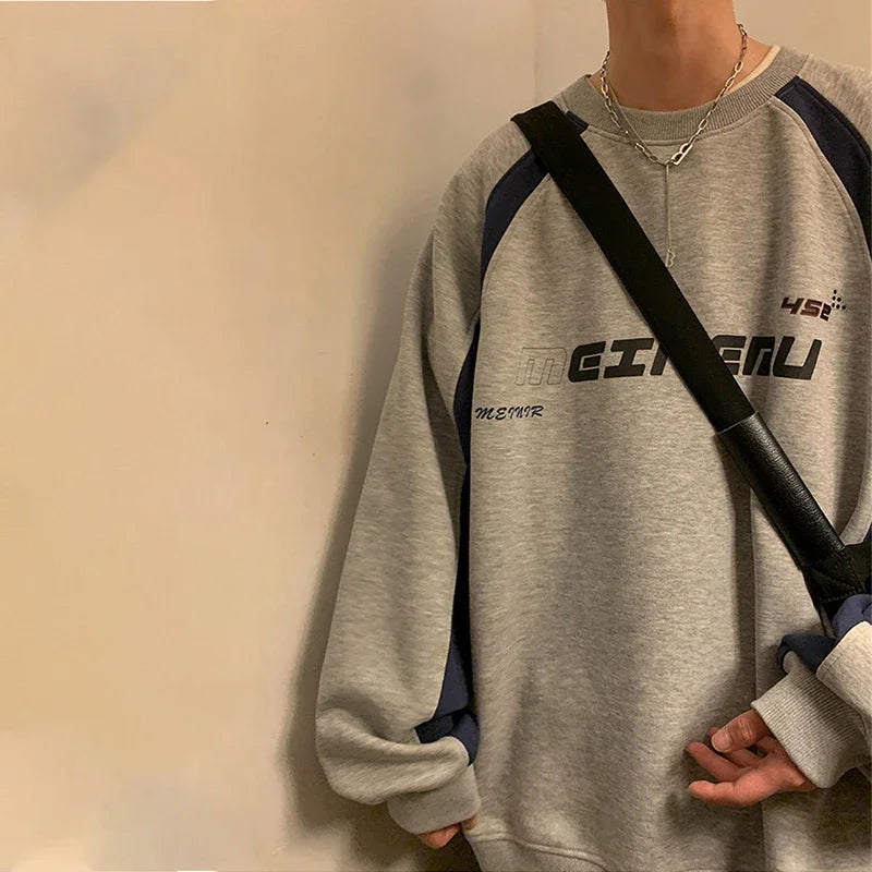 Colorblock Oversized Letter Print Sweatshirt