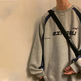 Colorblock Oversized Letter Print Sweatshirt