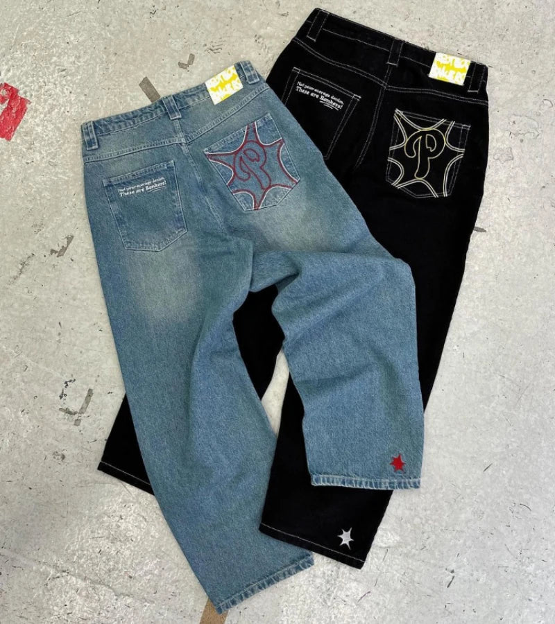 Retro Baggy Black High Waist Jeans