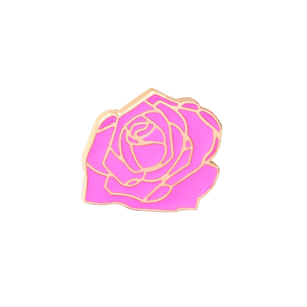 Women Pink Rose Enamel Brooches
