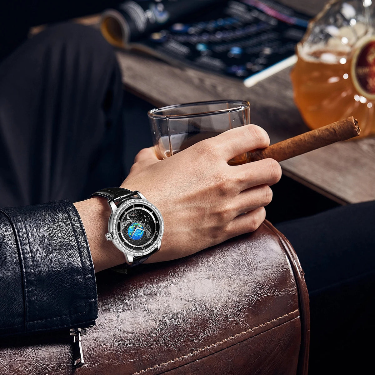 Earth Star Moon Set With Diamonds Watch