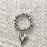 Metal Heart Elastic Rope Ring