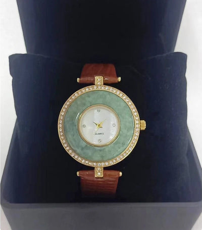 Vintage Round Jade Women's Watch