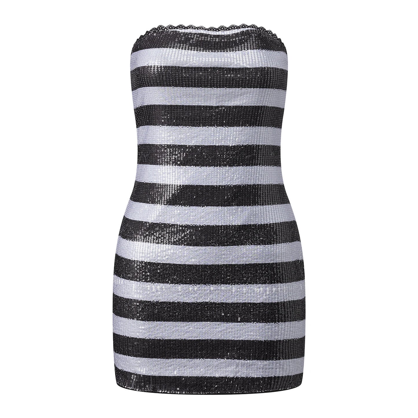 Y2K Sequin Stripped Mini Dress