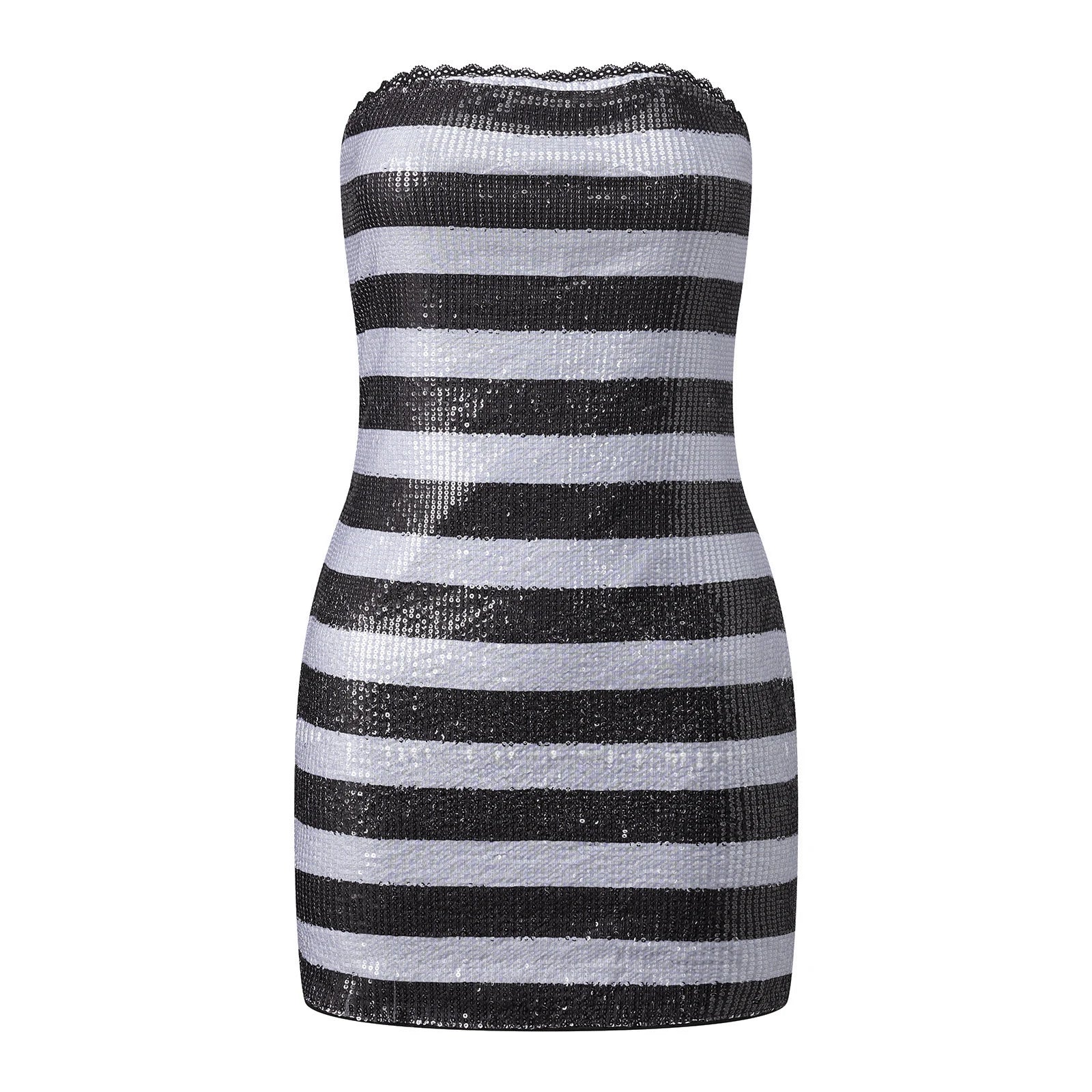 Y2K Sequin Stripped Mini Dress