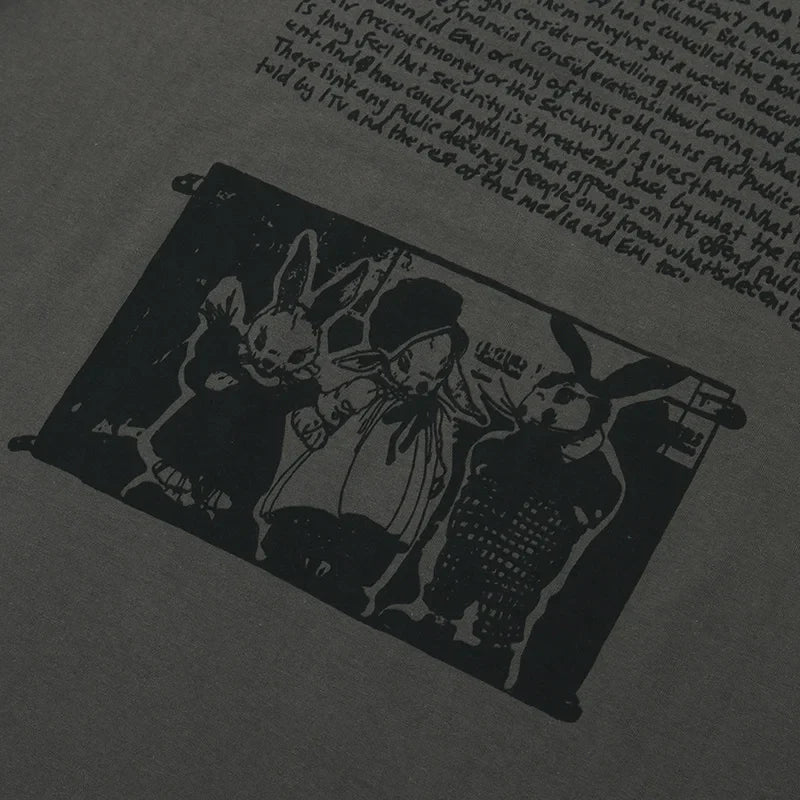 Y2K Retro Bunny Letter Print T-shirt
