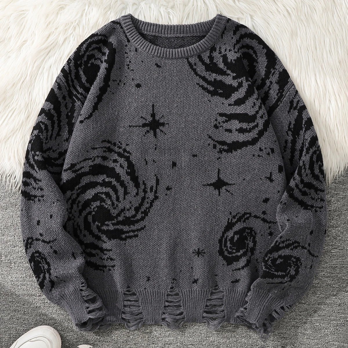 Ripped Abstract Starry Sky Sweater